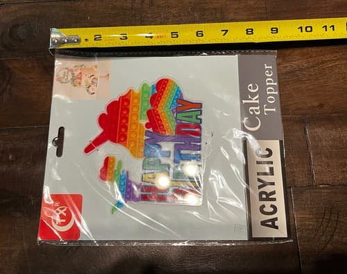 Acrylic Birthday Cake Topper Fidget Popper Rainbow Unicorn Dinosaur NEW NIP - Thumbnail 4