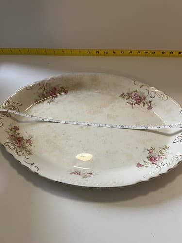 Vintage Platter "Naomi" Floral Scalloped Edge 17” Serving Dish Plate Pink Roses - Thumbnail 15