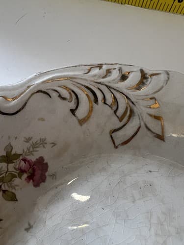 Vintage Platter "Naomi" Floral Scalloped Edge 17” Serving Dish Plate Pink Roses - Thumbnail 6