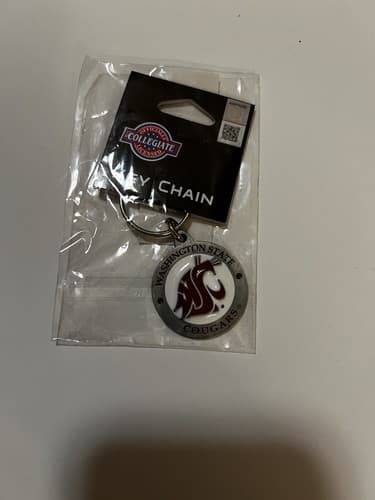 Washington State Cougars Keychain Car Key Metal Silver Chain Ring NEW - Thumbnail 2