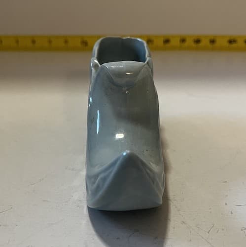 Porcelain Victorian Shoe Curl Elf Toe Swirl Blue Rare Design Vase Signed I.S. - Thumbnail 5