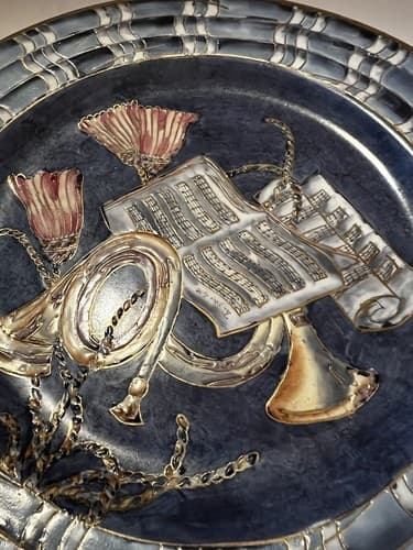 Chinese Decorative Plate with Hand Painted Music Instruments Vintage GORGEOUS! - Thumbnail 10