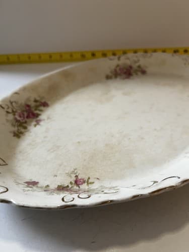 Vintage Platter "Naomi" Floral Scalloped Edge 17” Serving Dish Plate Pink Roses - Thumbnail 4