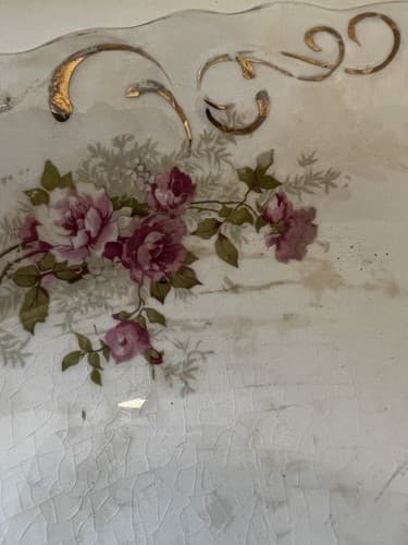 Vintage Platter "Naomi" Floral Scalloped Edge 17” Serving Dish Plate Pink Roses - Thumbnail 5