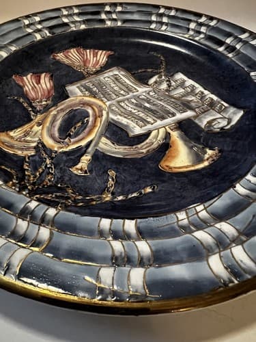 Chinese Decorative Plate with Hand Painted Music Instruments Vintage GORGEOUS! - Thumbnail 9