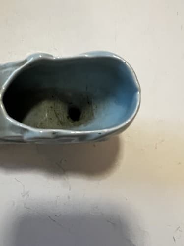 Porcelain Victorian Shoe Curl Elf Toe Swirl Blue Rare Design Vase Signed I.S. - Thumbnail 15