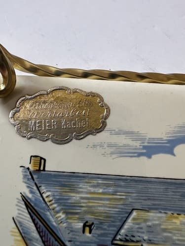 Danischburg Meier Kachel Wertarbeit Hand Painted Art Tile Trivet Germany Vntg - Thumbnail 3