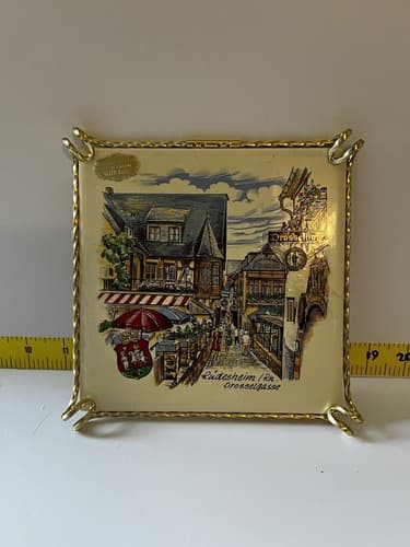 Danischburg Meier Kachel Wertarbeit Hand Painted Art Tile Trivet Germany Vntg - Thumbnail 8