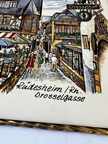 Danischburg Meier Kachel Wertarbeit Hand Painted Art Tile Trivet Germany Vntg - Thumbnail 6