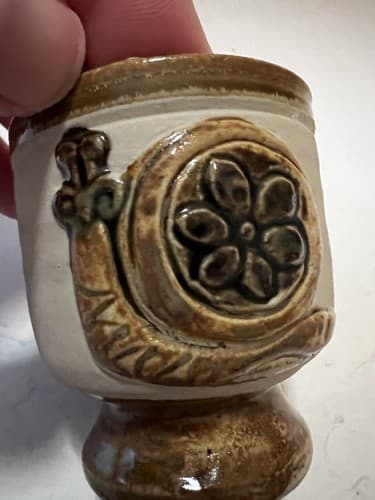 SNAIL Shot Glass Hand Made Art Studio Pottery 2.25" Slug - Thumbnail 2