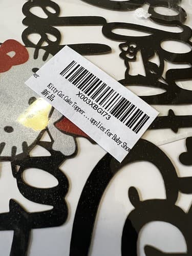 Hello Kitty Cake Topper Laser Cut Cat Face Kitten Black Glittery Birthday Party - Thumbnail 3