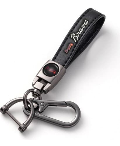 ATLANTA BRAVES Genuine Leather Keychain Key Chain Ring Fob Holder Baseball NEW