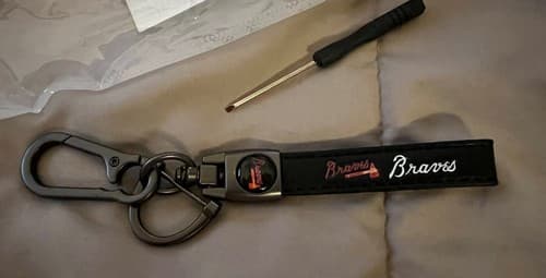 ATLANTA BRAVES Genuine Leather Keychain Key Chain Ring Fob Holder Baseball NEW - Thumbnail 2