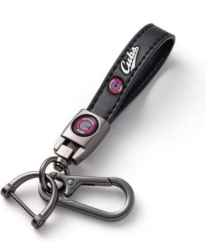 CHICAGO CUBS Genuine Leather Keychain Key Chain Ring Fob Holder Baseball NEW