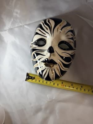 Hand Painted Ceramic Mardi Gras Mask Signed New Orleans Wall Decor Harlequin 80s - Thumbnail 8