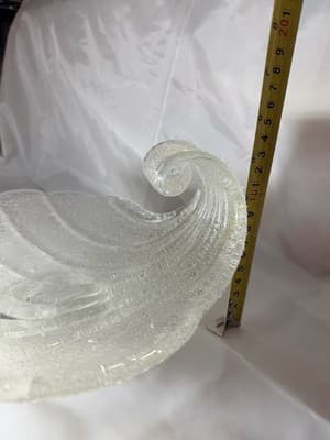 Lg Vtg MCM Murano FRATELLI TOSO Wave Ocean Art Glass Bowl Nouveau Stunning - Thumbnail 13