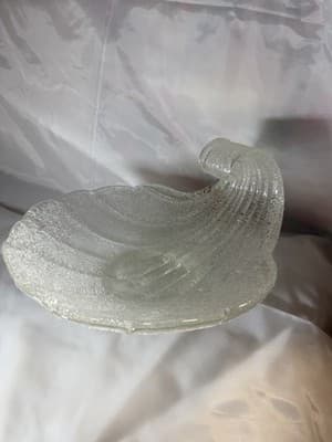 Lg Vtg MCM Murano FRATELLI TOSO Wave Ocean Art Glass Bowl Nouveau Stunning