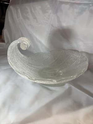 Lg Vtg MCM Murano FRATELLI TOSO Wave Ocean Art Glass Bowl Nouveau Stunning - Thumbnail 6