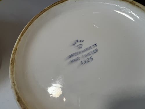 Vintage Garden Harvest Green & White hand painted 1325 japan canister set - Thumbnail 8