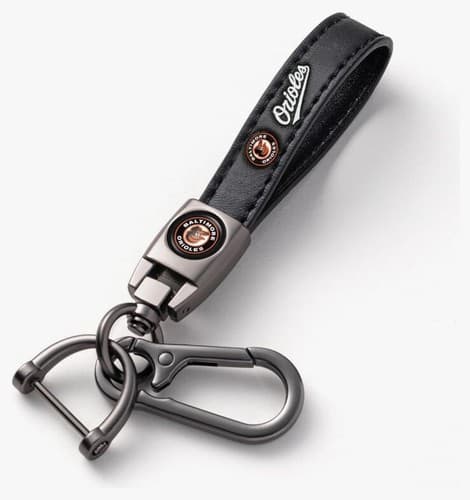 BALTIMORE ORIOLES Leather Keychain Key Chain Ring Fob Holder Baseball NEW