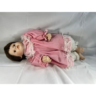 Vintage Porcelain Doll Rich by Nine 2000 Handmade Dress Bonnet Unique Detail - Thumbnail 20