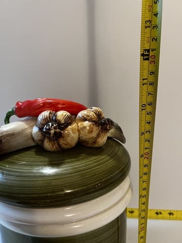Vintage Garden Harvest Green & White hand painted 1325 japan canister set - Thumbnail 19