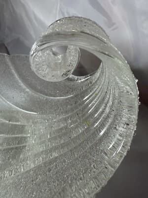 Lg Vtg MCM Murano FRATELLI TOSO Wave Ocean Art Glass Bowl Nouveau Stunning - Thumbnail 11