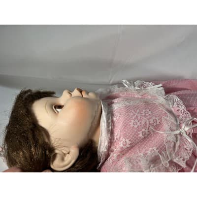 Vintage Porcelain Doll Rich by Nine 2000 Handmade Dress Bonnet Unique Detail - Thumbnail 16