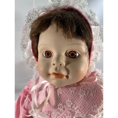 Vintage Porcelain Doll Rich by Nine 2000 Handmade Dress Bonnet Unique Detail - Thumbnail 10