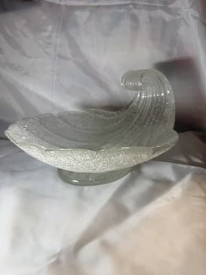 Lg Vtg MCM Murano FRATELLI TOSO Wave Ocean Art Glass Bowl Nouveau Stunning - Thumbnail 2