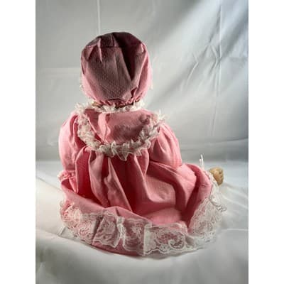 Vintage Porcelain Doll Rich by Nine 2000 Handmade Dress Bonnet Unique Detail - Thumbnail 9