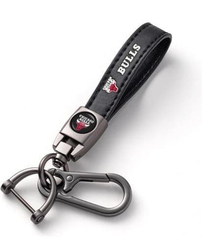CHICAGO BULLS Genuine Leather Keychain Key Chain Ring Fob Holder Basketball NEW