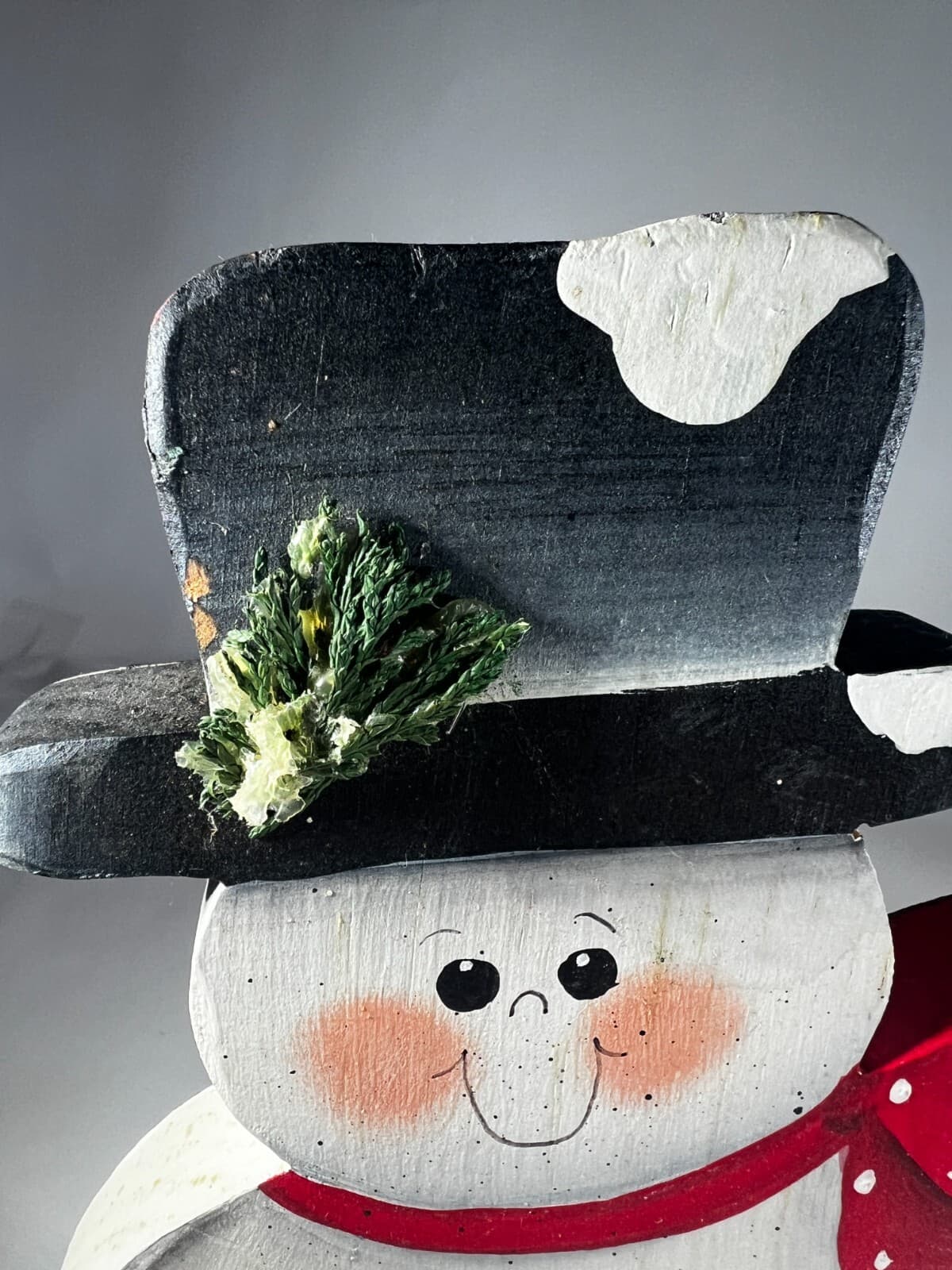 Vintage Christmas Handpainted Folk Snowman Let It Snow Wooden Decor - Thumbnail 6