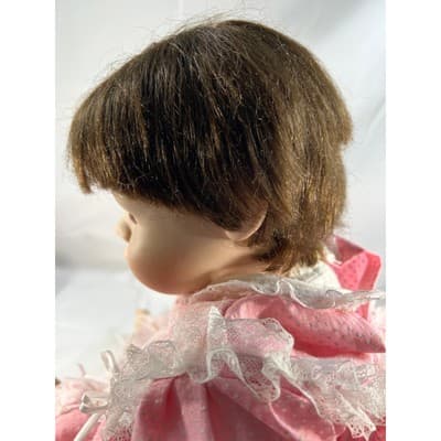 Vintage Porcelain Doll Rich by Nine 2000 Handmade Dress Bonnet Unique Detail - Thumbnail 12