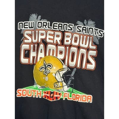 Gildan New Orleans Saints Super Bowl Champions T Shirt Blue Graphic Men’s L - Thumbnail 2