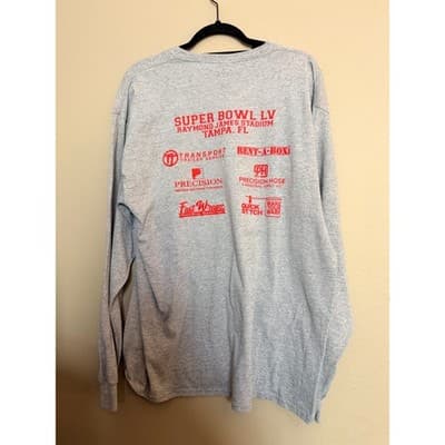 Super Bowl LV 55 Chiefs vs Buccaneers Graphic Long Sleeve Shirt Men’s XL Gray - Thumbnail 3