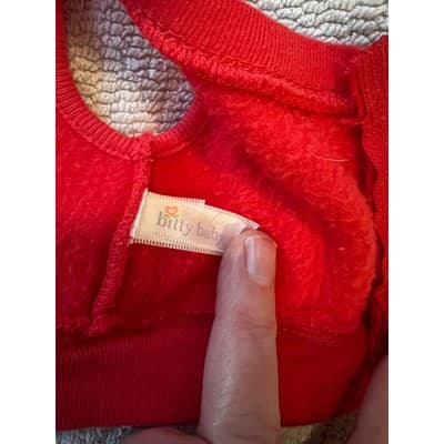 American Girl Bitty Baby Fleece Red Vest Blue Shorts Doll Clothing Retired - Thumbnail 6