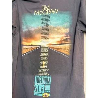 Next Level Tim McGraw 2013 FreedomTour Crew Neck Casual T-Shirt Gray L - Thumbnail 4