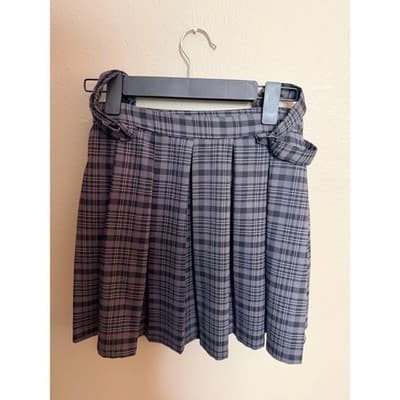 Hot Topic Plaid Pattern Suspender Pleated Combo Mini Skirt Gray Black XS - Thumbnail 5