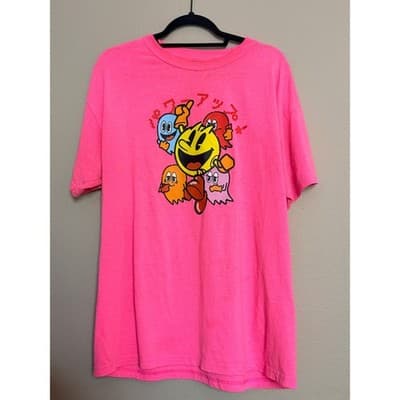 Pac-Man Graphic T Shirt Pink Retro Arcade Crew Neck Short Sleeve Women’s L - Thumbnail 4