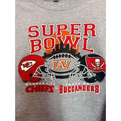Super Bowl LV 55 Chiefs vs Buccaneers Graphic Long Sleeve Shirt Men’s XL Gray - Thumbnail 4