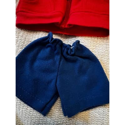 American Girl Bitty Baby Fleece Red Vest Blue Shorts Doll Clothing Retired - Thumbnail 5