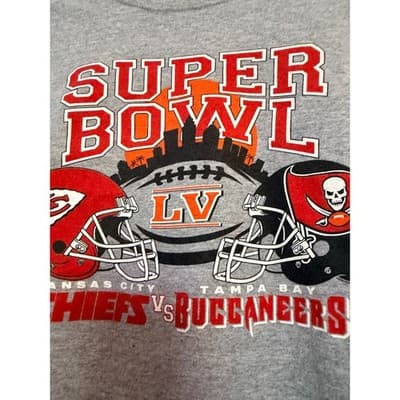 Super Bowl LV 55 Chiefs vs Buccaneers Graphic Long Sleeve Shirt Men’s XL Gray - Thumbnail 6