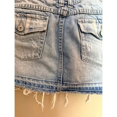 Aeropostale Women's Distressed Frayed Hem Low Rise Denim Skirt Blue 5/6 - Thumbnail 3