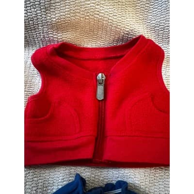American Girl Bitty Baby Fleece Red Vest Blue Shorts Doll Clothing Retired - Thumbnail 4
