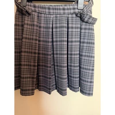 Hot Topic Plaid Pattern Suspender Pleated Combo Mini Skirt Gray Black XS - Thumbnail 9