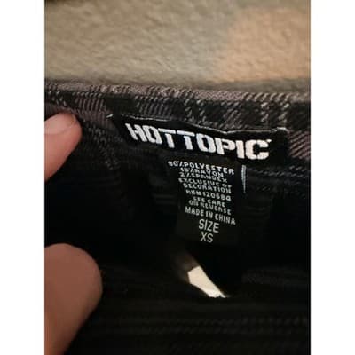 Hot Topic Plaid Pattern Suspender Pleated Combo Mini Skirt Gray Black XS - Thumbnail 3