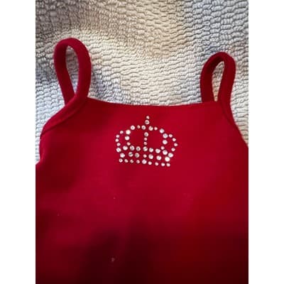 Doll Rhinestone Crown Red Tank Top Blue Shorts Clothing Set American Generation - Thumbnail 4