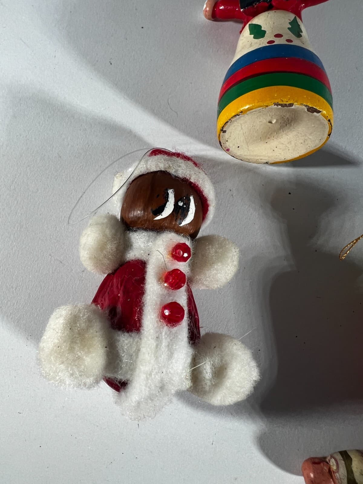 Vintage Christmas Ornament Wooden Soldier Marionette Moon Drum Set of 7 - Thumbnail 9