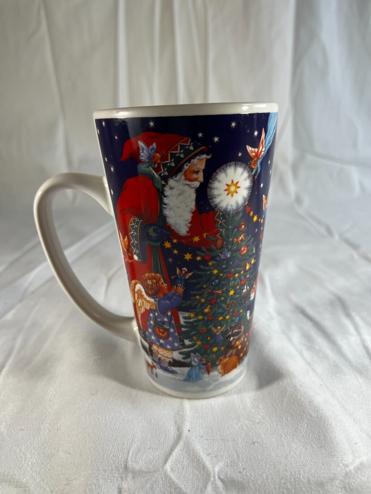 Certified International Vintage Christmas Santa Tall Mug Judith Griffith Fairy - Thumbnail 4